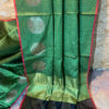 Banarasi Resham Tanchoi Soft Silk saree in Mehandi Green and Black combination