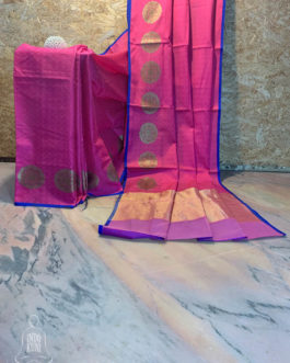 Banarasi Tanchoi Soft Silk saree in Magenta with zari and resham work
