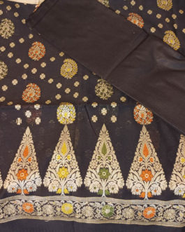 Banarasi Suit Mercerized Cotton Neon Black