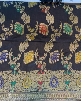 Banarasi suit three piece set in Silk fabric black color with zari and resham meenakari work