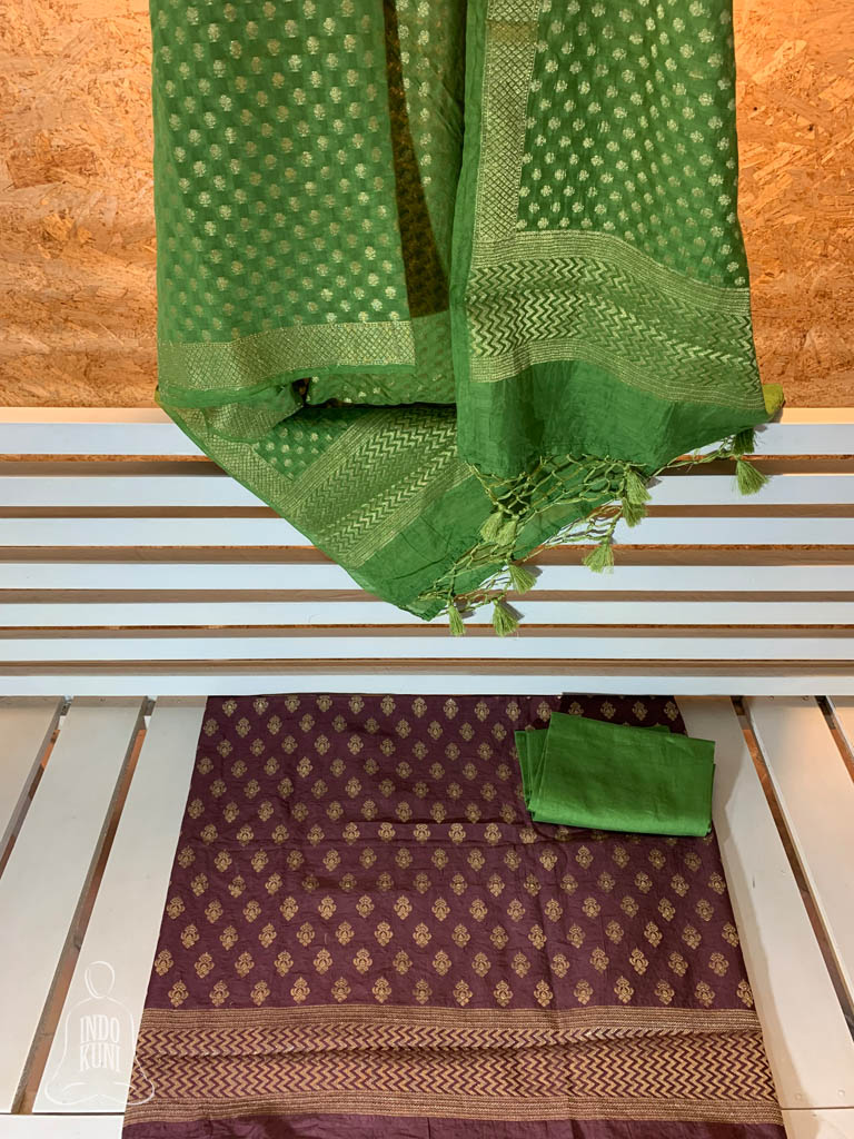 jodhal creation Womens chanderi jecard silk muilty work dress material with  jecard chanderi silk dupatta salwar suit piece (green) : Amazon.in: Fashion