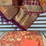 Banarasi suit three piece set in Georgette fabric with floral zari work