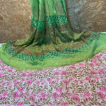 Kota Doria White, Pink and Green Cotton Suit piece