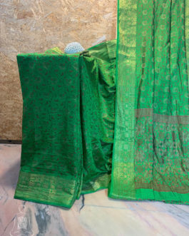Forest Green Banarasi Resham Tanchoi Soft Silk Saree