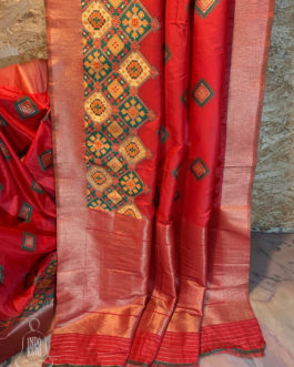 Banarasi Semi Katan Patola Saree In Red
