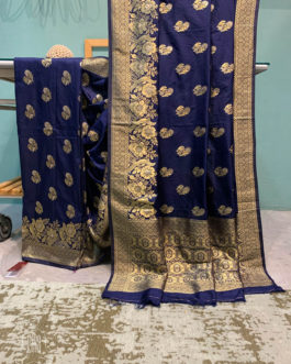 Midnight Blue Banarasi Soft Silk Saree