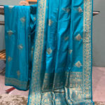 Turquoise Blue Banarasi Soft Silk Saree