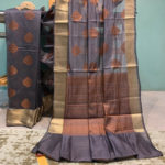 Mercerised Cotton Silk Banarasi Saree In Anchor Grey