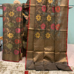 Mercerised Cotton Silk Banarasi Saree In Charcoal Black