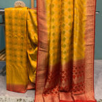 Mustard Yellow Banarasi Soft Silk Bandhej Saree