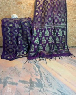 Linen Saree in Purple Color