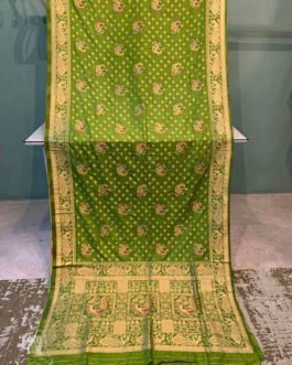 Sap Green Banarasi Soft Silk Saree