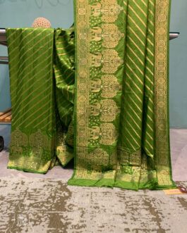 India Green Banarasi Soft Silk Saree